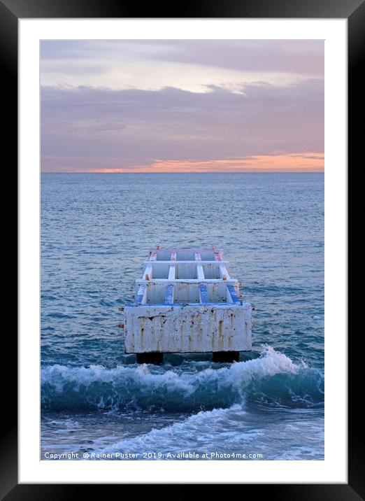 The sun sets at the coast of Nice, France Framed Mounted Print by Lensw0rld 