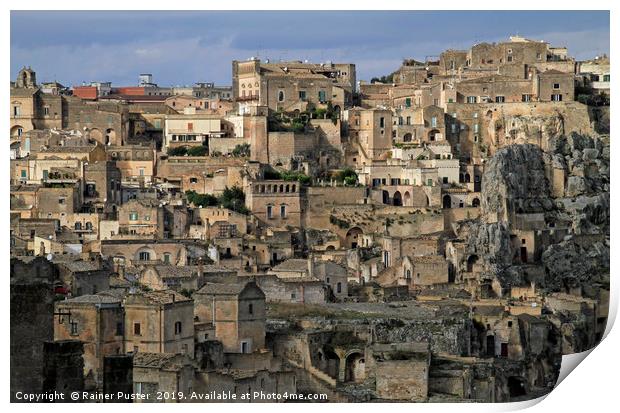 View over the gorgeous city of Matera, Italy Print by Lensw0rld 