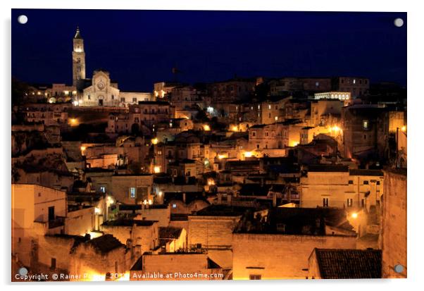 View over the gorgeous city of Matera at night Acrylic by Lensw0rld 
