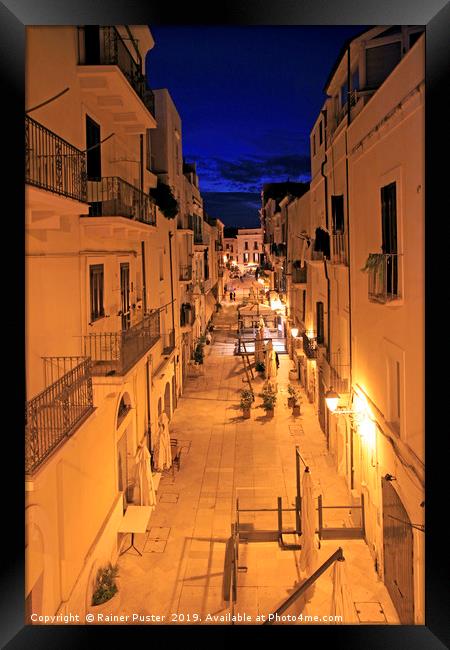 The old town of Bari, Italy, at night Framed Print by Lensw0rld 