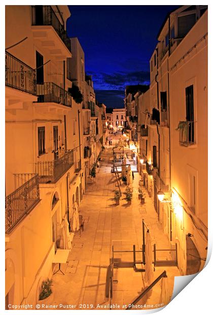 The old town of Bari, Italy, at night Print by Lensw0rld 