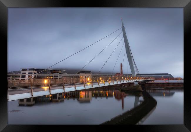 Swansea Sail Bridge and Marina Framed Print by Leighton Collins