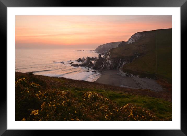 Westcombe Bay, Clifftop View. Framed Mounted Print by David Neighbour