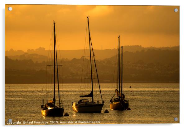 Moored Yachts at Sunset Acrylic by Paul F Prestidge