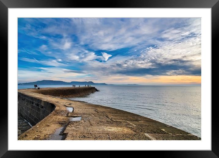 Winter Sunrise from the Cobb Wall at Lyme Regis    Framed Mounted Print by Susie Peek