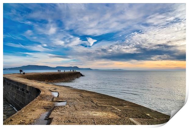 Winter Sunrise from the Cobb Wall at Lyme Regis    Print by Susie Peek
