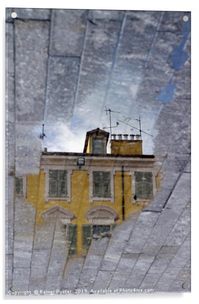 Mirror world - a yellow house in Nice, France Acrylic by Lensw0rld 
