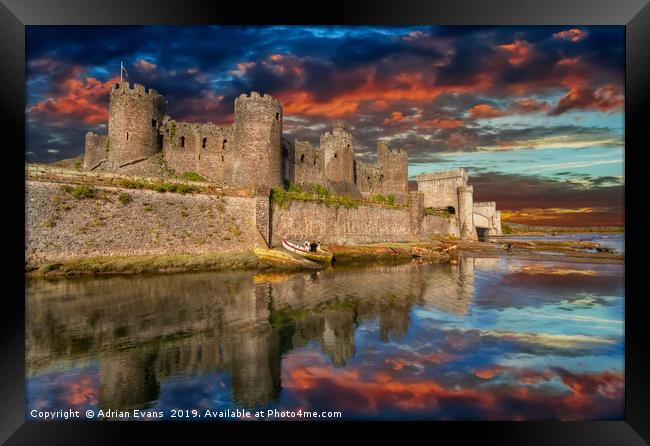 Conwy Castle Sunset Framed Print by Adrian Evans