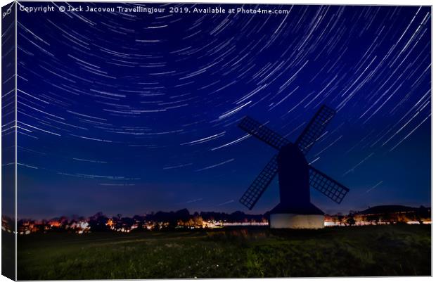 Pitstone windmill star trails Canvas Print by Jack Jacovou Travellingjour