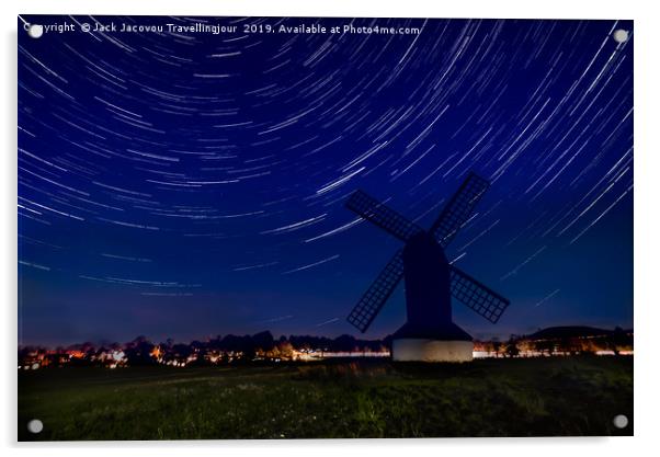 Pitstone windmill star trails Acrylic by Jack Jacovou Travellingjour