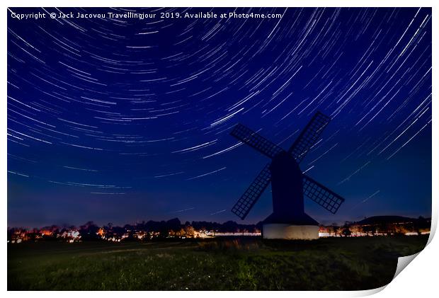 Pitstone windmill star trails Print by Jack Jacovou Travellingjour