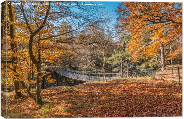 Autumn Woodland at Wynch Bridge, Teesdale Canvas Print by Richard Laidler