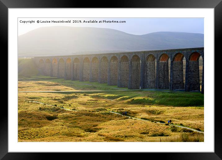Ribblehead Viaduct in autumn sunlight, North Yorks Framed Mounted Print by Louise Heusinkveld