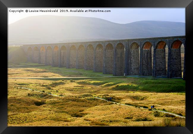 Ribblehead Viaduct in autumn sunlight, North Yorks Framed Print by Louise Heusinkveld