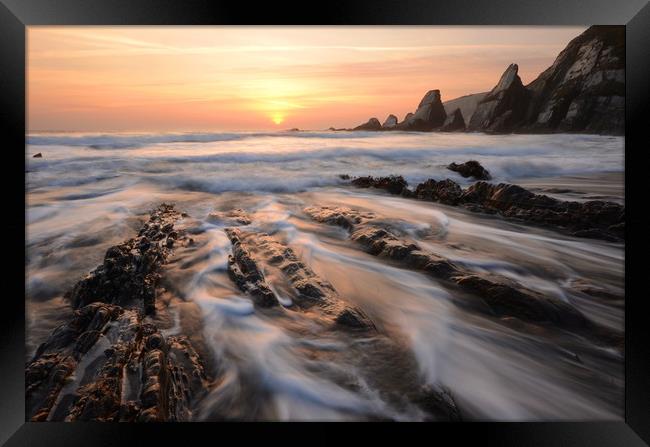 Foaming Surf at Westcombe Beach Framed Print by David Neighbour