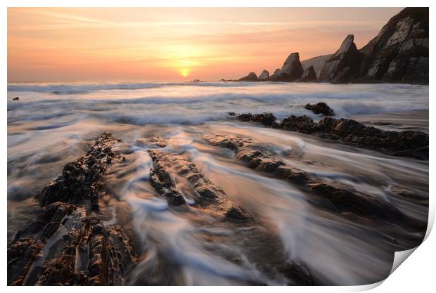 Foaming Surf at Westcombe Beach Print by David Neighbour