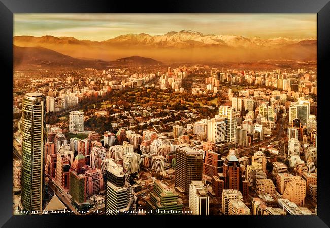 Santiago de Chile Aerial View from San Cristobal H Framed Print by Daniel Ferreira-Leite