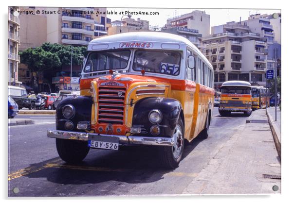 Maltese bus Acrylic by Stuart C Clarke