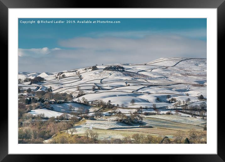 Kirkcarrion from Whistle Crag, Teesdale, in Winter Framed Mounted Print by Richard Laidler