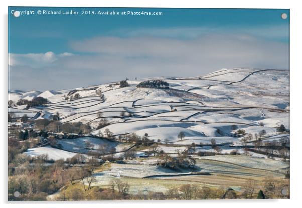 Kirkcarrion from Whistle Crag, Teesdale, in Winter Acrylic by Richard Laidler