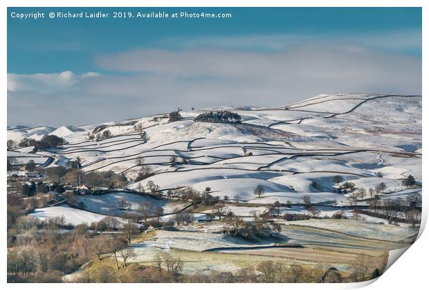 Kirkcarrion from Whistle Crag, Teesdale, in Winter Print by Richard Laidler
