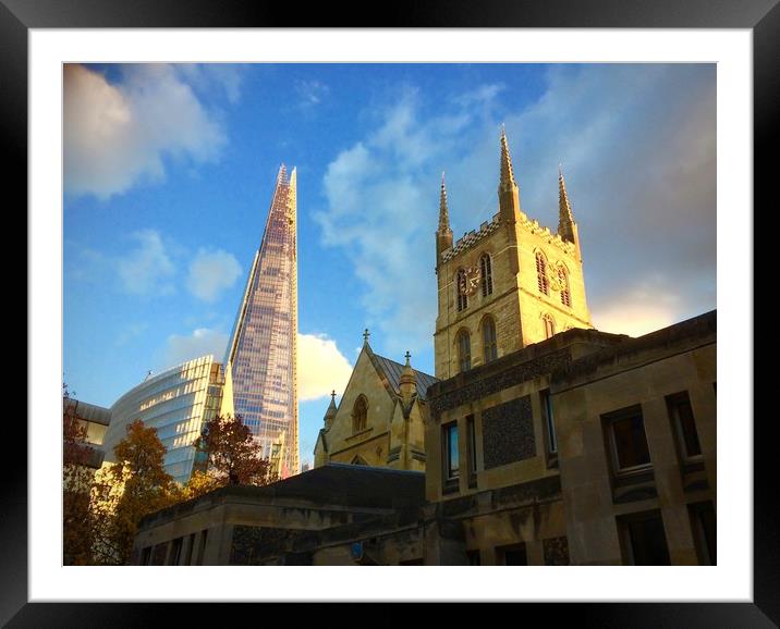 Southwark Cathedral and The Shard Framed Mounted Print by Nathalie Hales