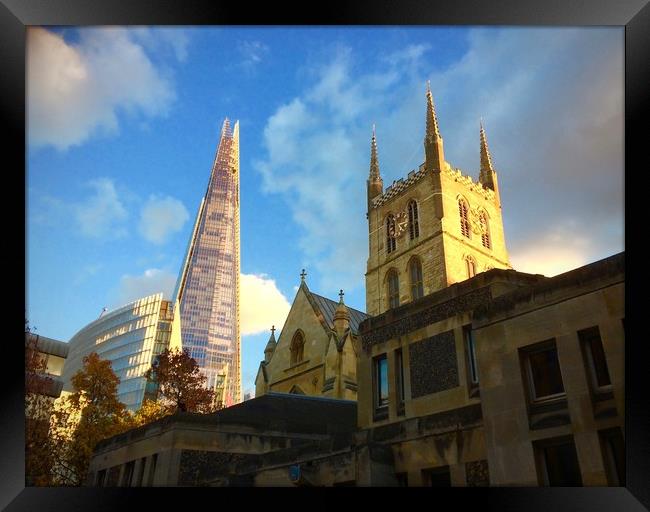 Southwark Cathedral and The Shard Framed Print by Nathalie Hales