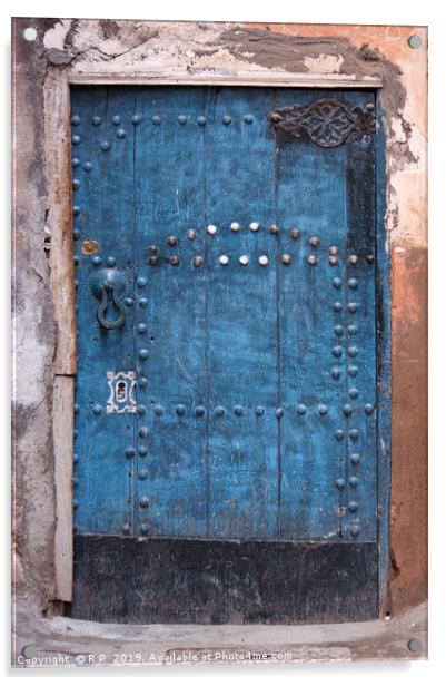 Ancient blue door in the old town of Marrakesh Acrylic by Lensw0rld 