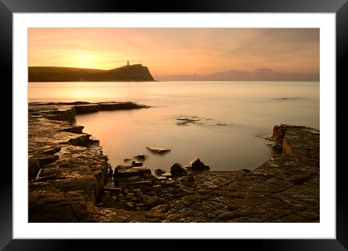 Calm Waters at Kimmeridge Bay Framed Mounted Print by David Neighbour