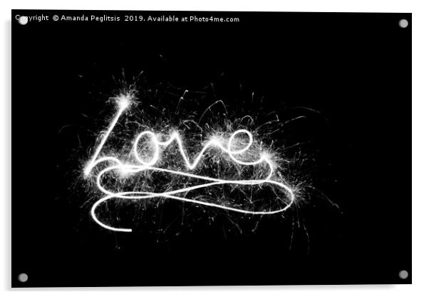 sparkly love Acrylic by Amanda Peglitsis