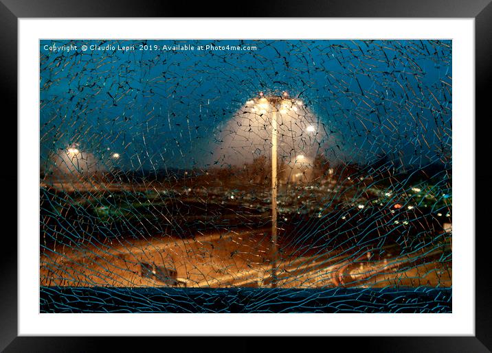 Airport mosaic. Broken glass. Framed Mounted Print by Claudio Lepri
