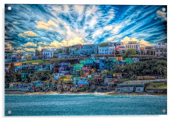 Colorful Coast of San Juan Acrylic by Darryl Brooks
