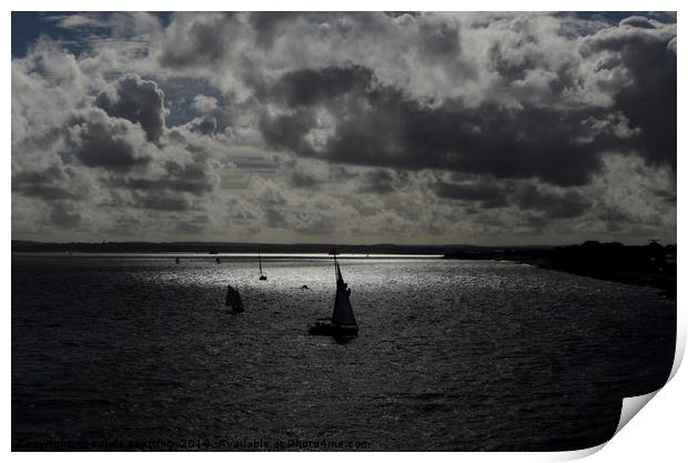 Moonlight over Portsmouth  Print by sylvia scotting