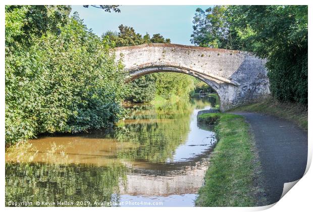 Bridge with reflection over the Shropshire Union c Print by Kevin Hellon