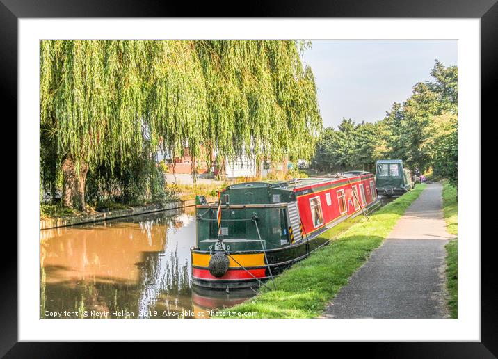 Narrowboats moored Framed Mounted Print by Kevin Hellon