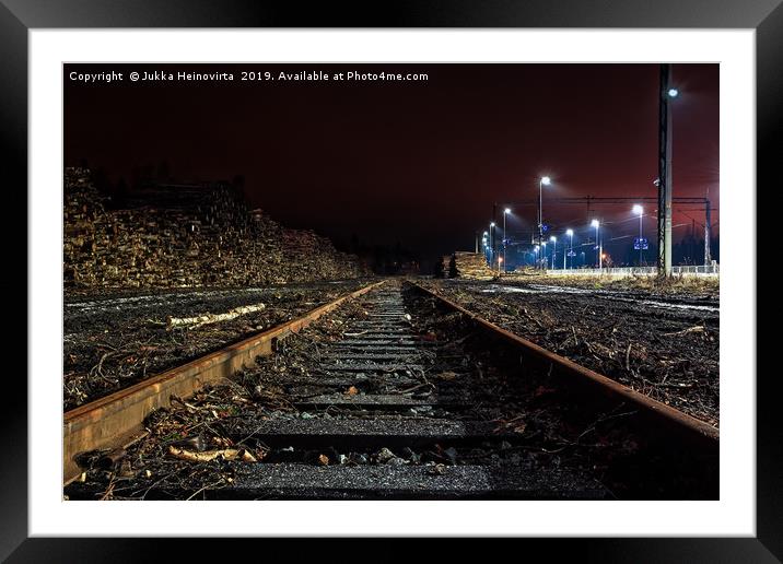 Railroad Tracks To The Horizon Framed Mounted Print by Jukka Heinovirta