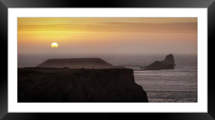 Sunset at Worms Head Framed Mounted Print by Leighton Collins