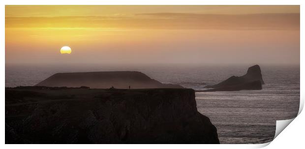 Sunset at Worms Head Print by Leighton Collins