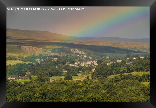 Rainbow over Middleton-in-Teesdale Framed Print by Richard Laidler