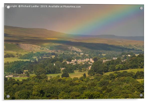 Rainbow over Middleton-in-Teesdale Acrylic by Richard Laidler