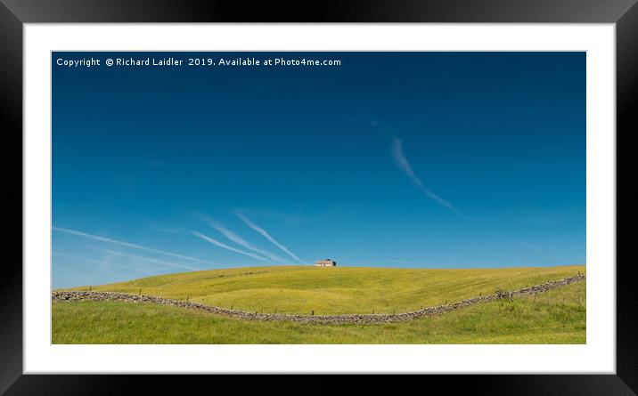 Solitary barn in flower meadows, Teesdale Framed Mounted Print by Richard Laidler