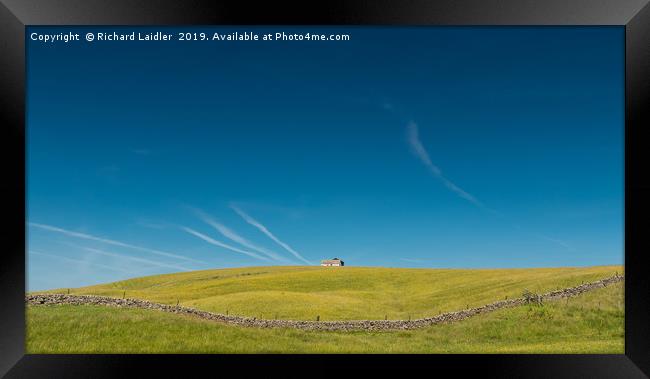 Solitary barn in flower meadows, Teesdale Framed Print by Richard Laidler