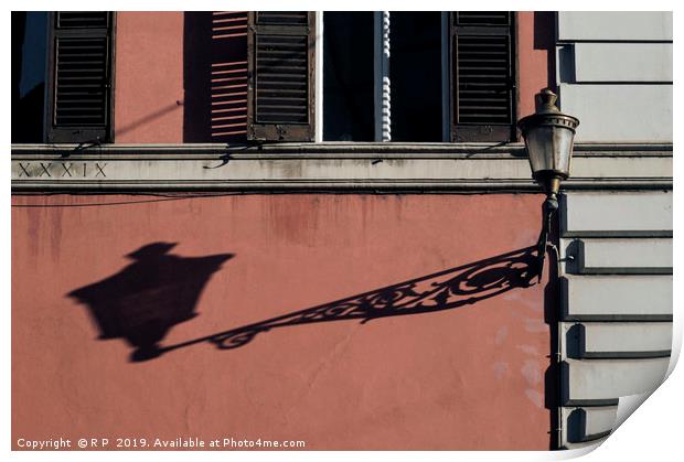 A street light in Rome throwing a long shadow Print by Lensw0rld 