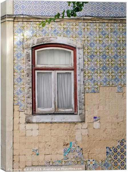 Weathered, but beautiful wall adorned with tiles Canvas Print by Lensw0rld 