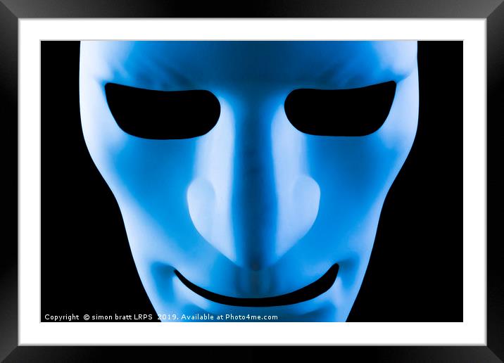 Blue face artificial intelligence robot Framed Mounted Print by Simon Bratt LRPS