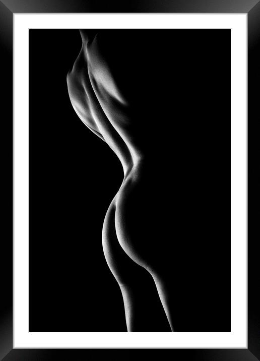 Nude woman bodyscape 6 Framed Mounted Print by Johan Swanepoel