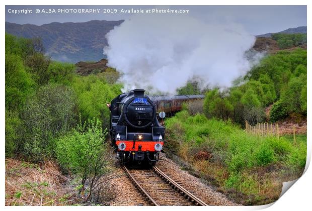 The Jacobite Steam Train, West Highland Line. Print by ALBA PHOTOGRAPHY