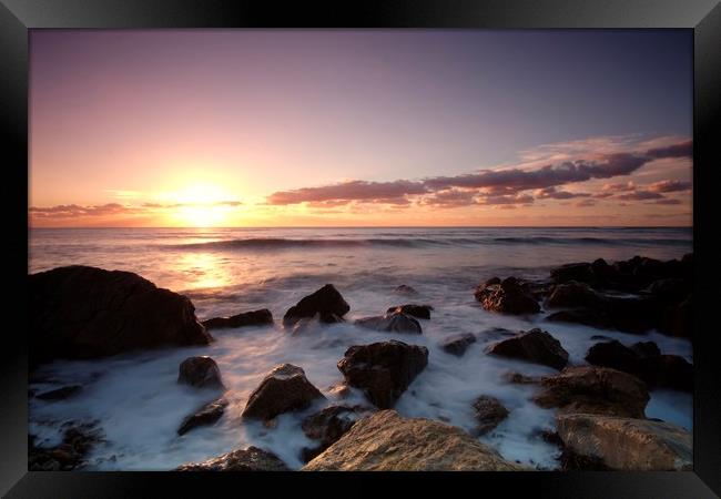 Santa Eularia beach sunrise Framed Print by Jules Taylor