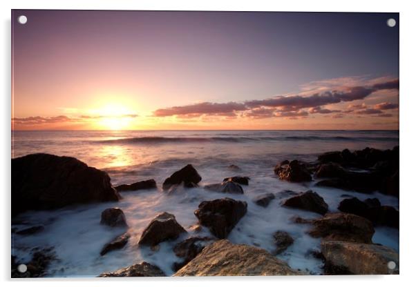 Santa Eularia beach sunrise Acrylic by Jules Taylor