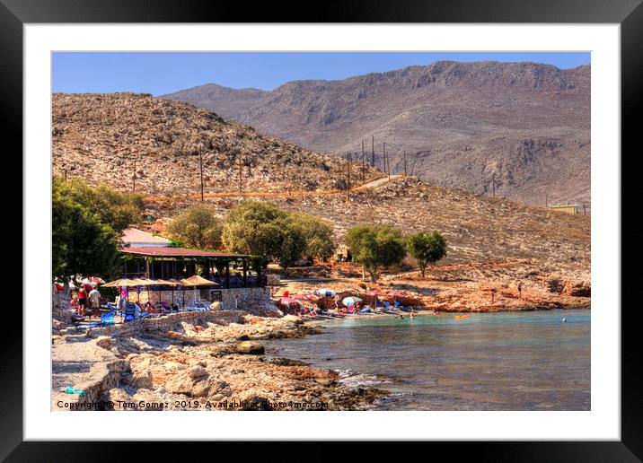 Ftenagia Restaurant and Beach Framed Mounted Print by Tom Gomez